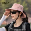 Women Ponytail Fisherman Hat Waterproof Sun Cap Pure Color Outdoor Travel Fishing Climbing Hiking Large Brim Bucket Hat Fashion 5