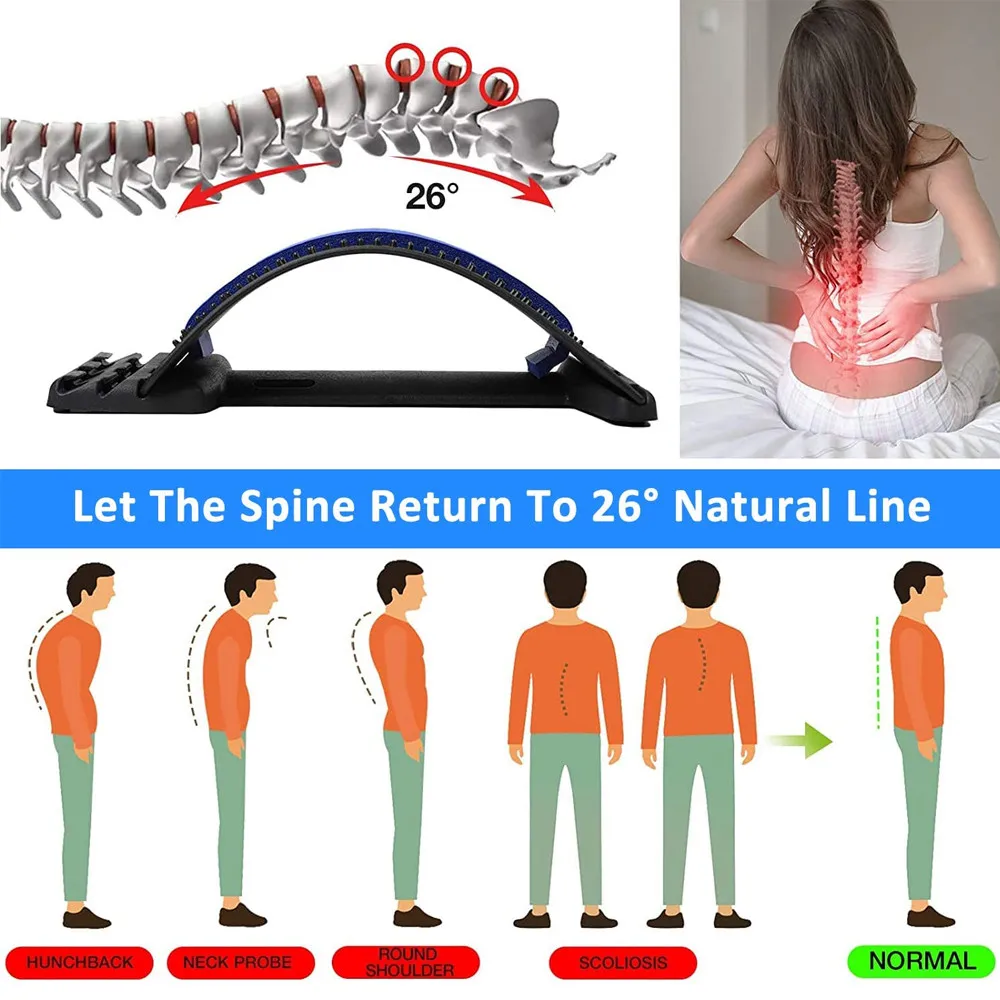 4 Level Back Massager Magnetic Therapy Back Stretcher Neck Stretch Massage Tools Lumbar Support Pain Relief Back Stretcher 2