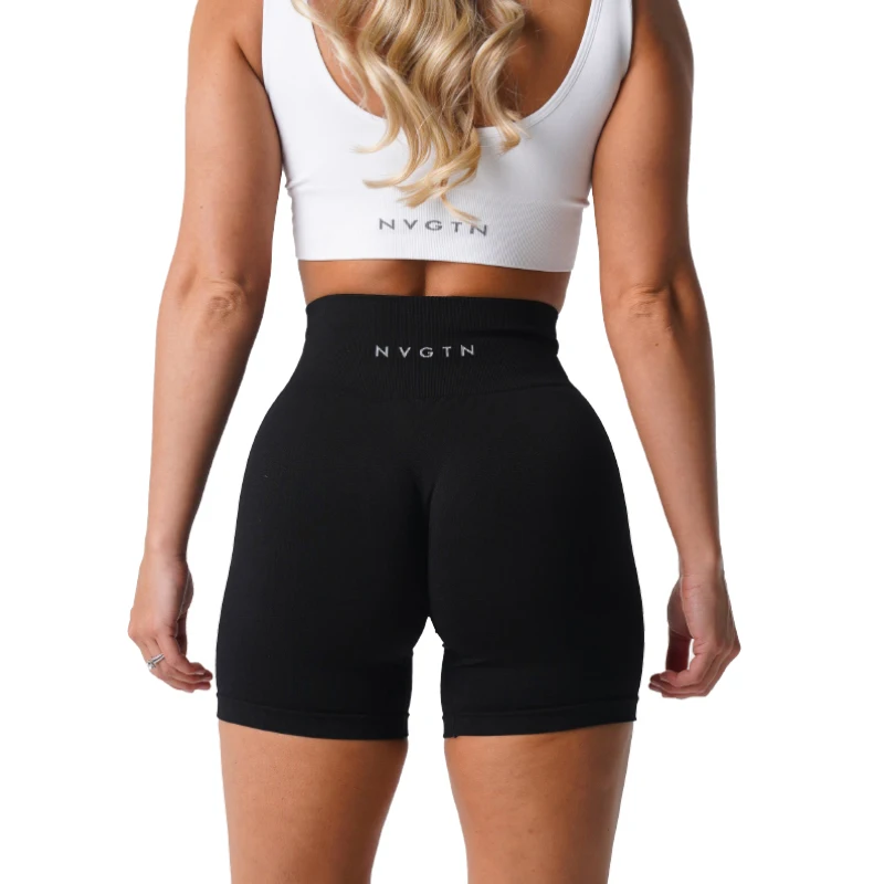 Spandex Solid Seamless Shorts 1