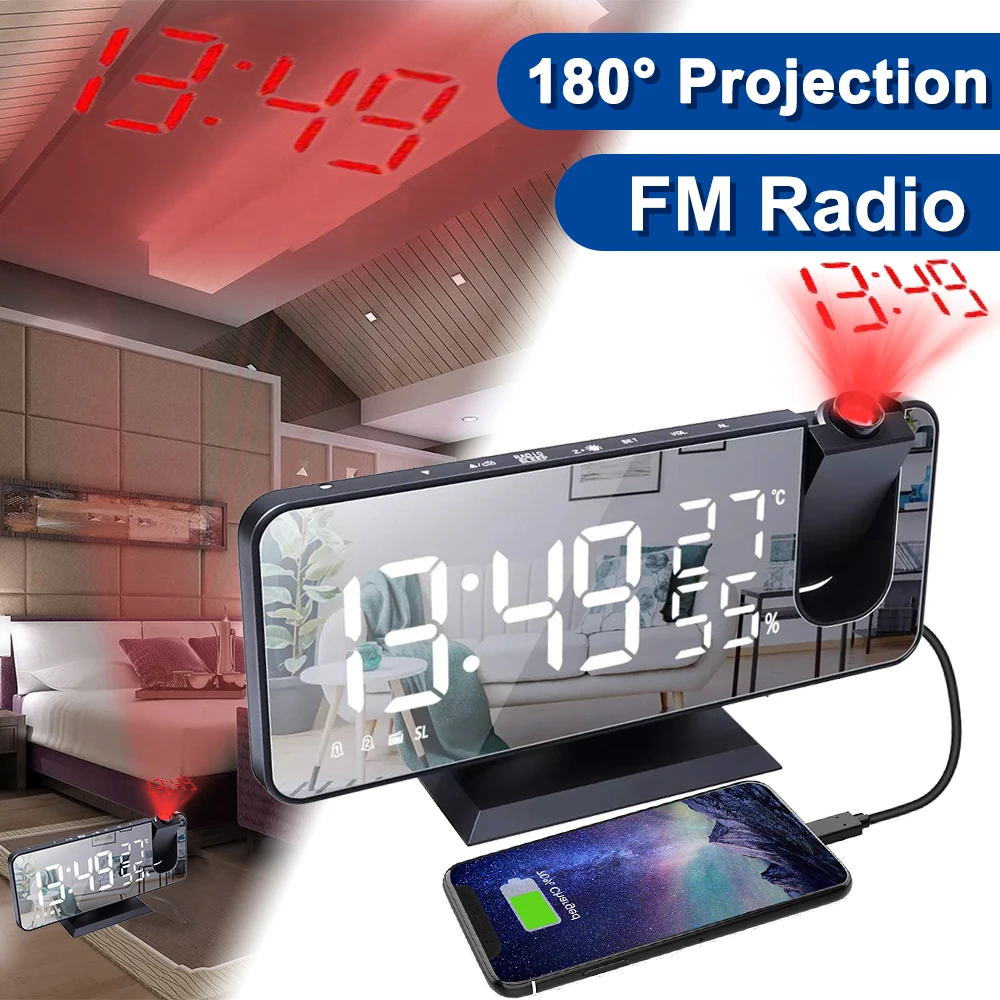 LED Projection Alarm Clock with FM Radio 1