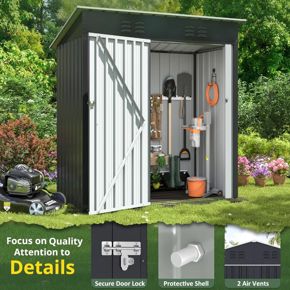 4.5x2.5 FT Outdoor Storage Shed, Large Garden Shed with Updated Frame Structure and Lockable Doors 2