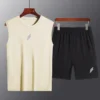 Mens thin quick drying vest+shorts 4