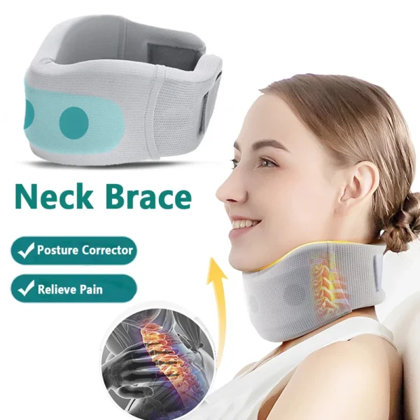 1 Pc Portable Fixed Neck Brace Gray Breathable Sponge Neck Protector Sleep Relief Neck Pain Support Fixed Anti-Slumping 1